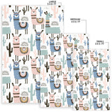 Lama Alpaca Cactus Hand Drawn Pattern Area Rug