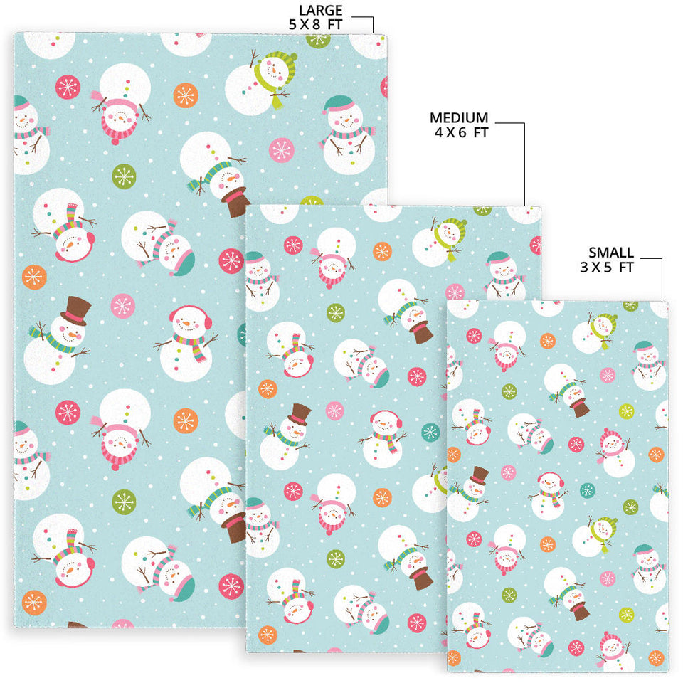 Cute Snowman Snowflake Pattern Area Rug