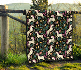 Unicorns Forest Background Premium Quilt