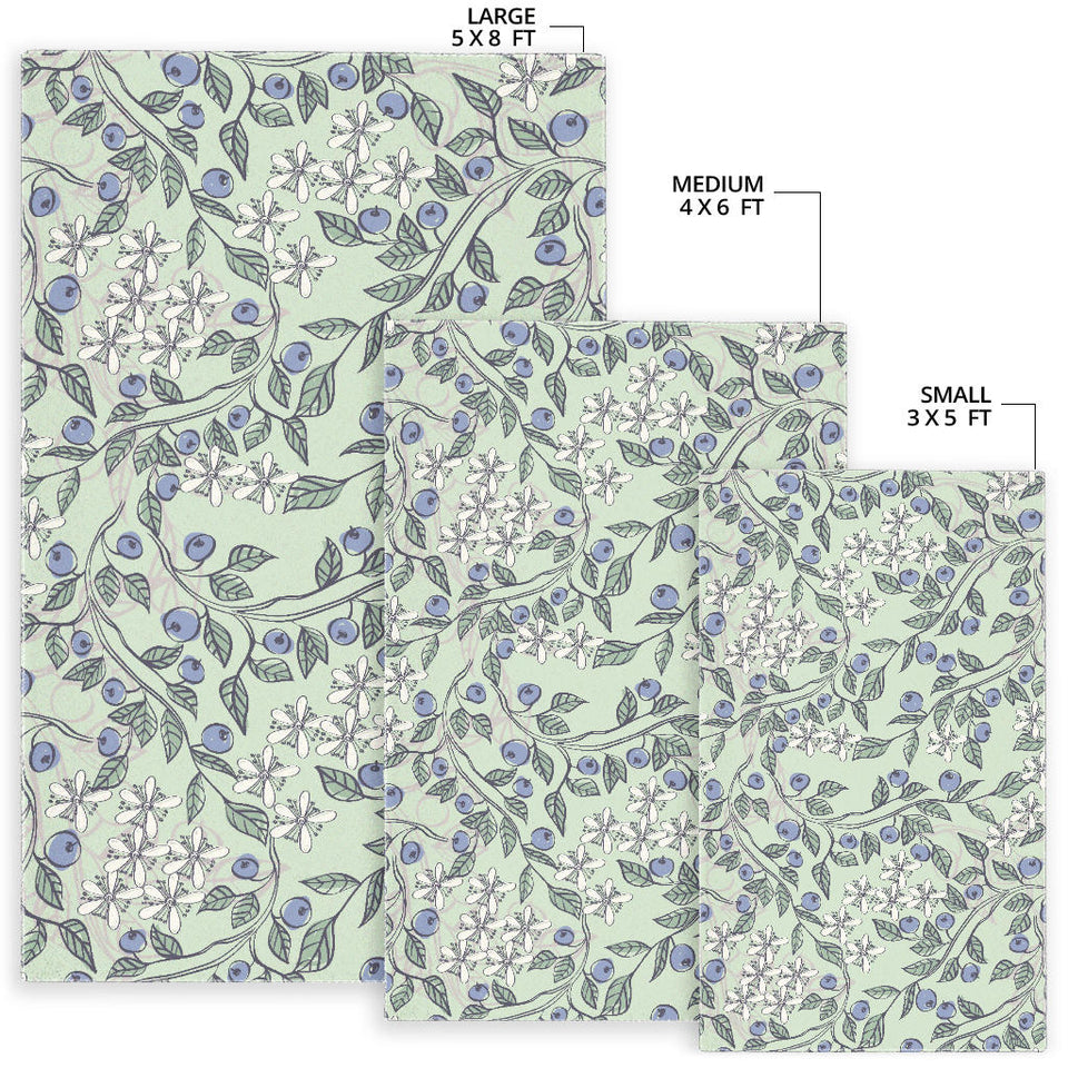 Hand Drawn Blueberry Pattern Area Rug