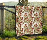 Red Tulips And Daffodils Pattern Premium Quilt