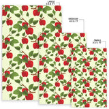 Red Apples Leaves Pattern Area Rug