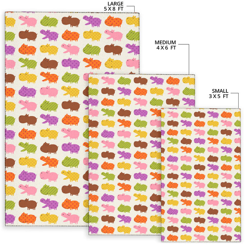 Hippopotamus Pattern Print Design 01 Area Rug