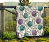 Bowling Ball And Pin Gray Background Premium Quilt