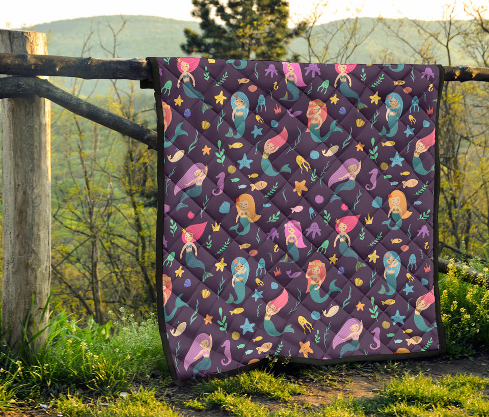 Beautiful Mermaid Fish Jellyfish Algae Other Marine World Premium Quilt
