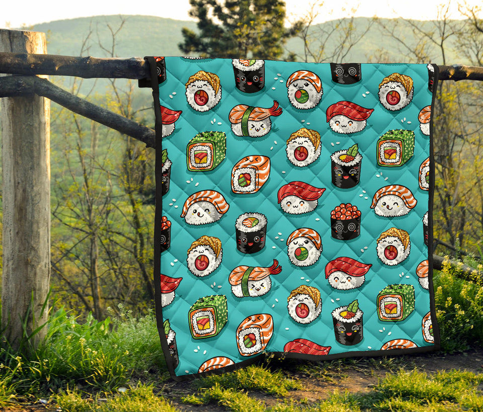 Cute Sushi Pattern Premium Quilt