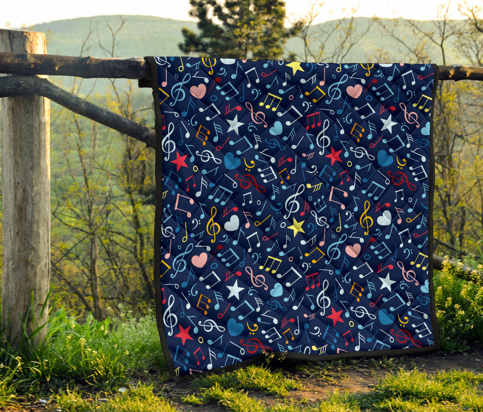 Music Notes Pattern Print Design 03 Premium Quilt