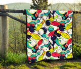 Watercolor Bowling Ball Pins Premium Quilt