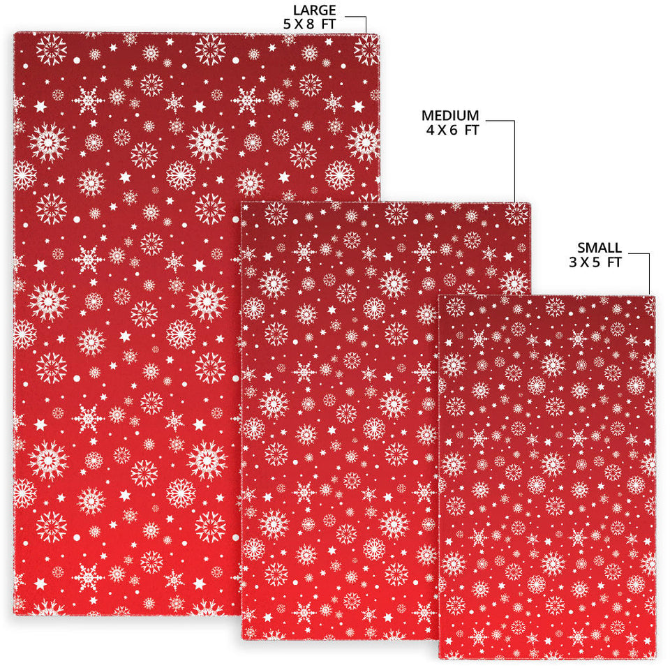 Snowflake Pattern Red Background Area Rug