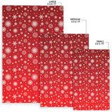Snowflake Pattern Red Background Area Rug