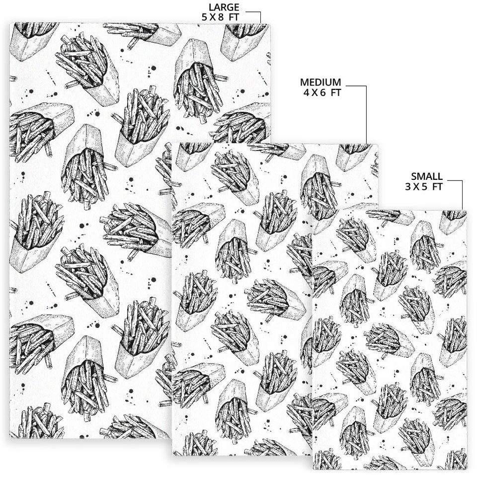 Hand Drawn French Fries Pattern Area Rug