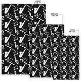 Saxophone Music Notes Treble Clef Black White Theme Area Rug