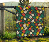 Canabis Marijuana Weed Pattern Print Design 02 Premium Quilt