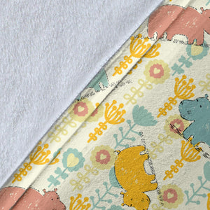 Hippopotamus Pattern Print Design 04 Premium Blanket