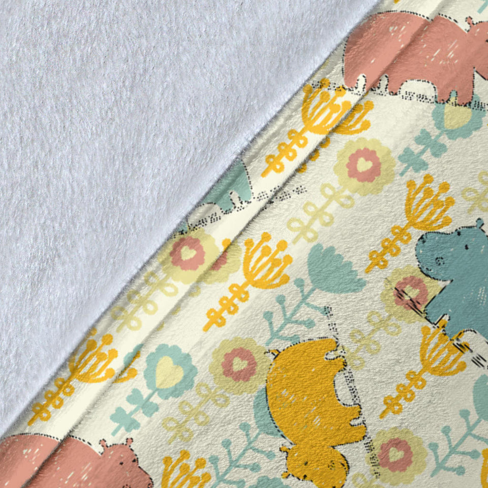Hippopotamus Pattern Print Design 04 Premium Blanket