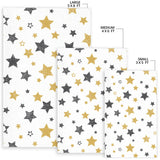 Hand Drawn Gold Black Star Pattern Area Rug