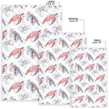 Watercolor Sea Turtle Jellyfish Pattern Area Rug