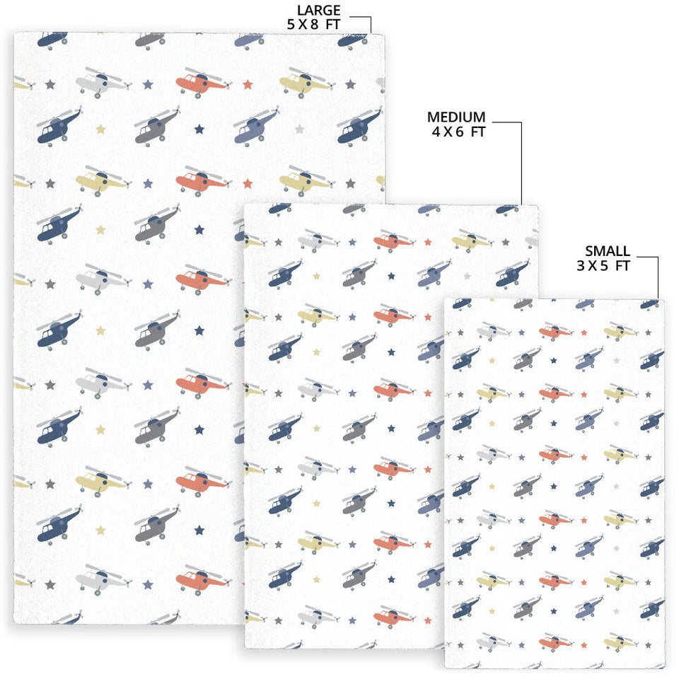 Cute Helicopter Star Pattern Area Rug