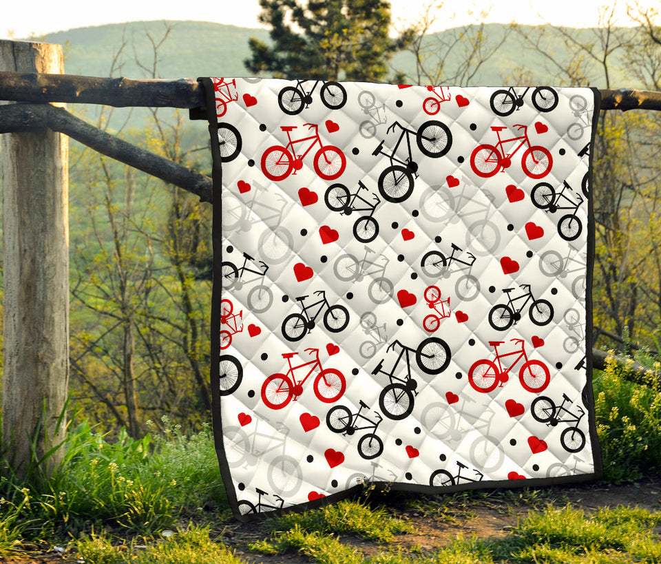 Bicycle Pattern Print Design 04 Premium Quilt
