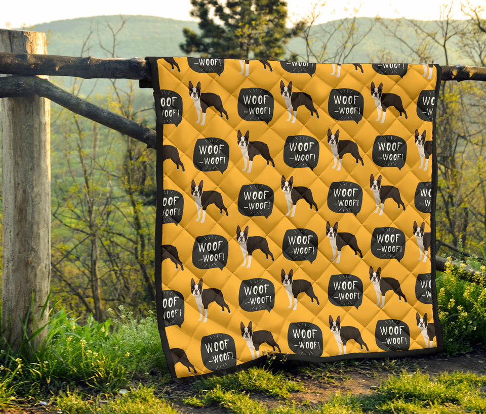 Boston Terrier Design Pattern Premium Quilt