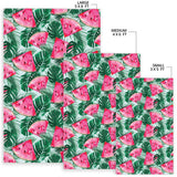Watermelons Tropical Palm Leaves Pattern Area Rug