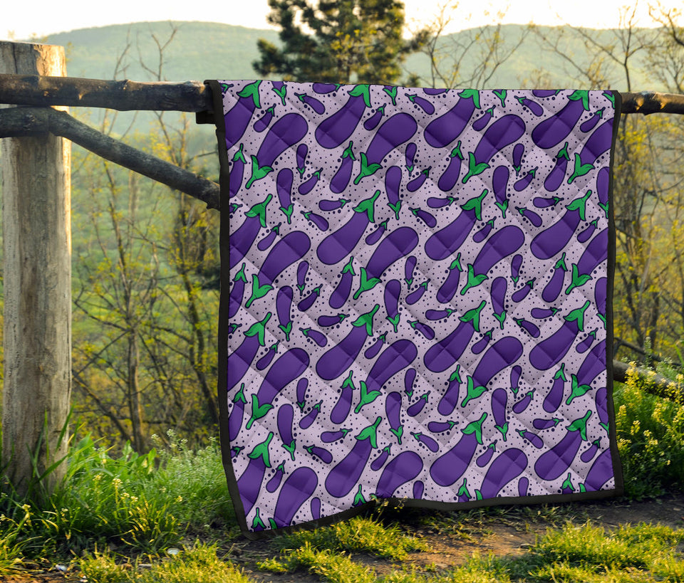 Eggplant Pattern Print Design 03 Premium Quilt