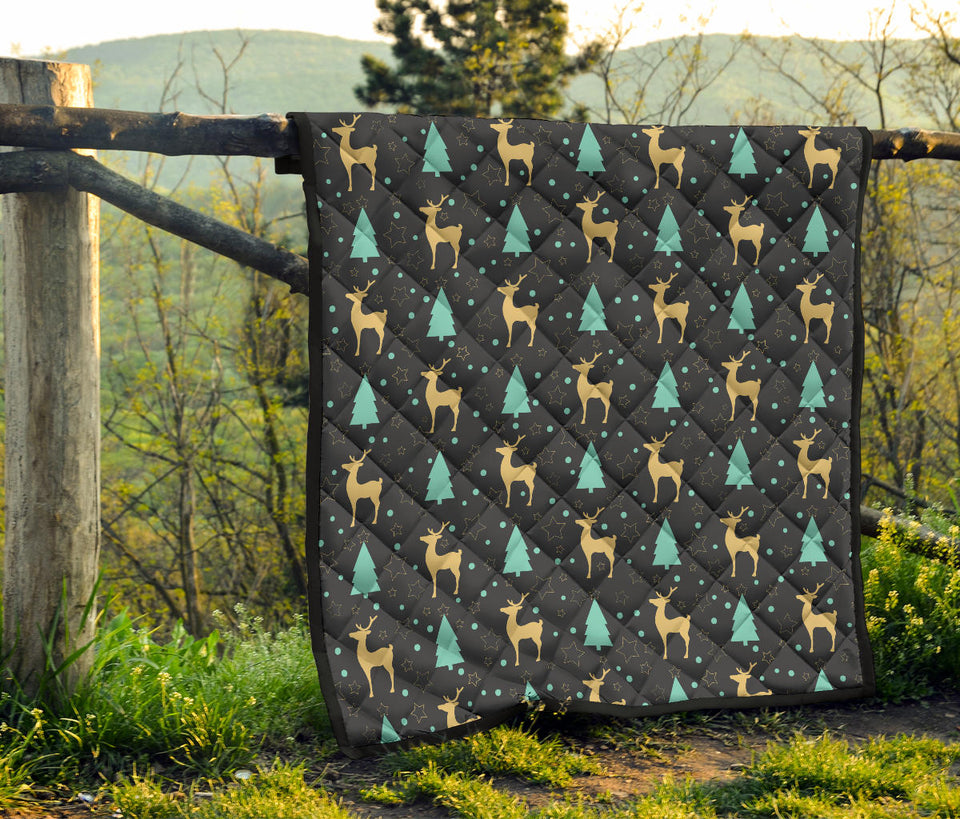 Deers Star Tree Pattern Premium Quilt