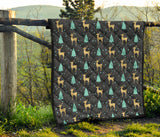 Deers Star Tree Pattern Premium Quilt
