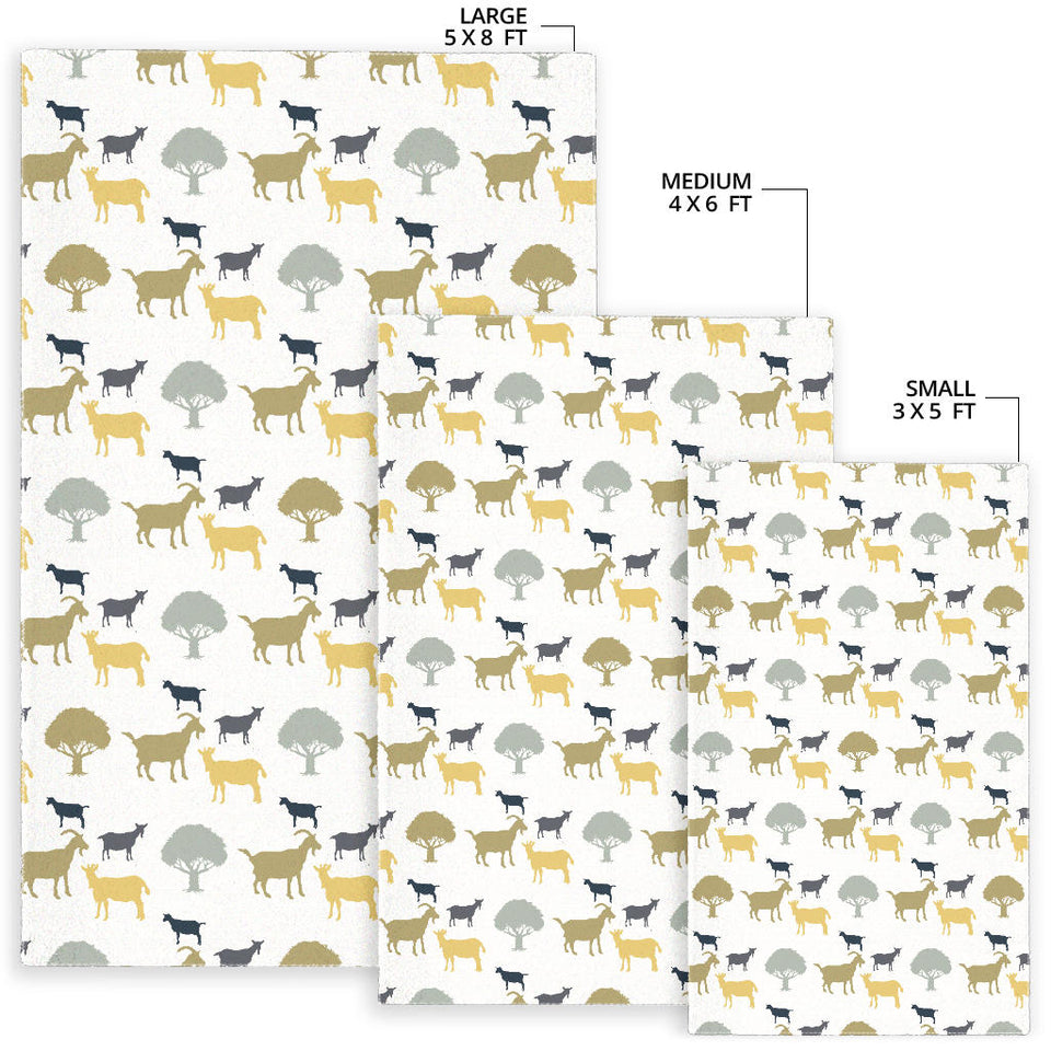 Silhouettes Of Goat And Tree Pattern Area Rug