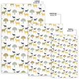 Silhouettes Of Goat And Tree Pattern Area Rug