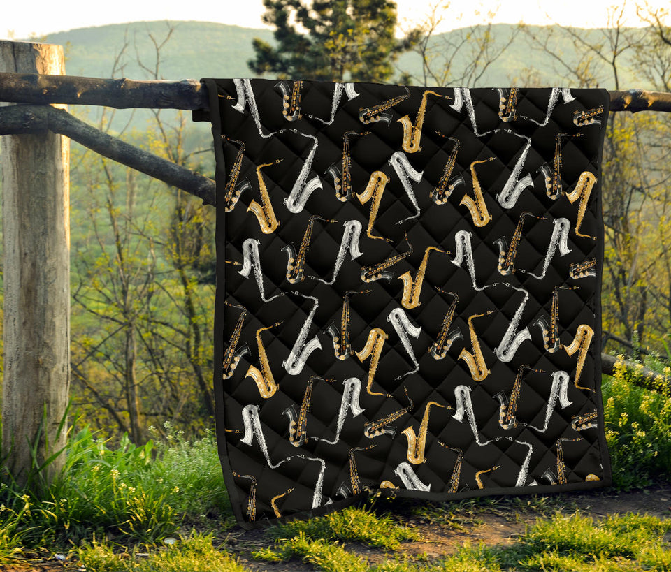 Saxophone Design Pattern Premium Quilt