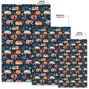 Camper Van Pattern Print Design 05 Area Rug