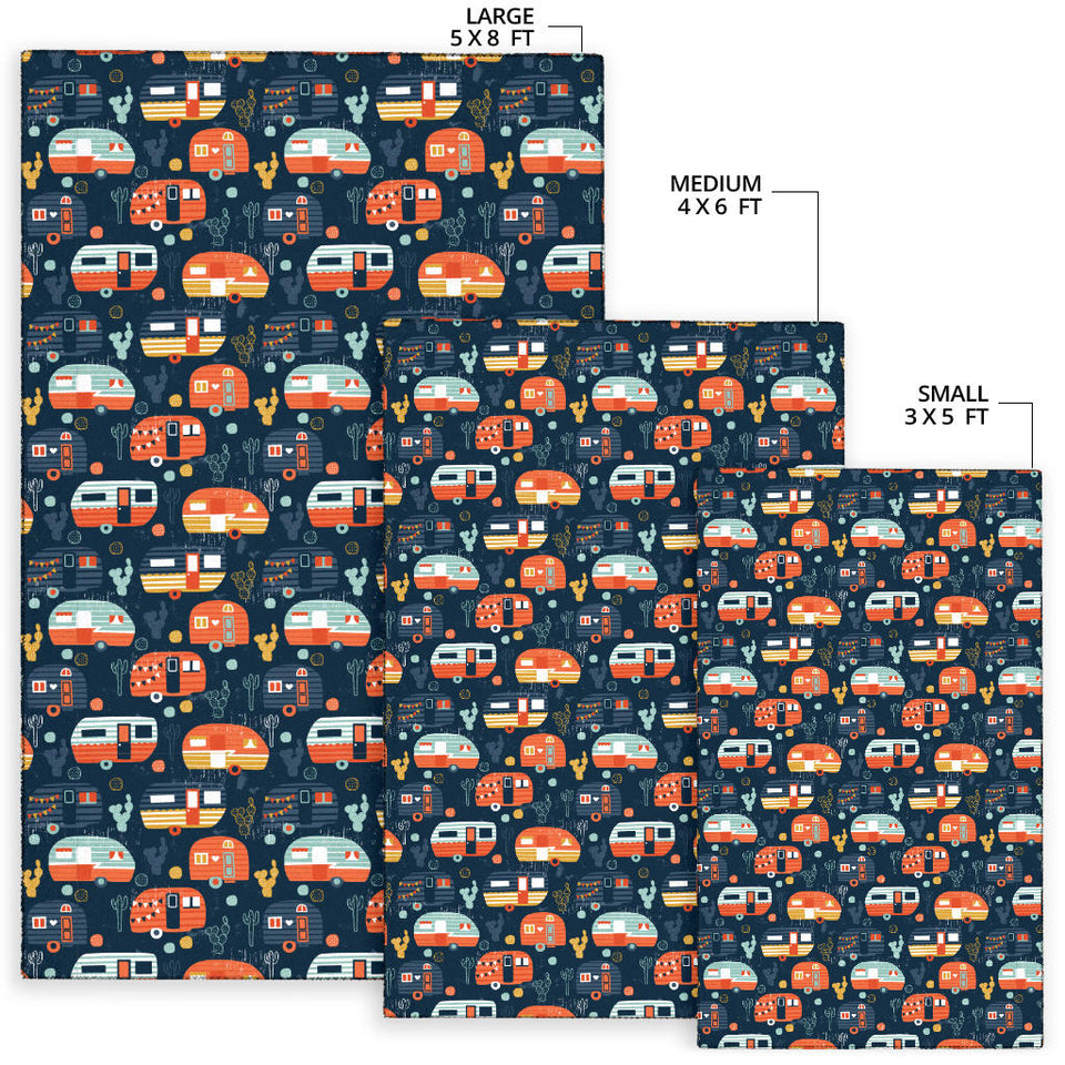 Camper Van Pattern Print Design 05 Area Rug