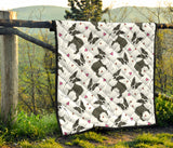 Boston Terrier Dog Hearts Vector Pattern Premium Quilt