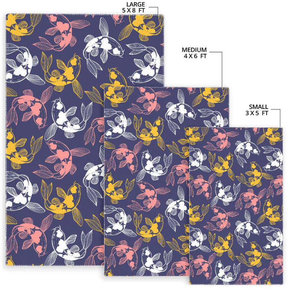 Koi Fish Carp Fish Pattern Area Rug