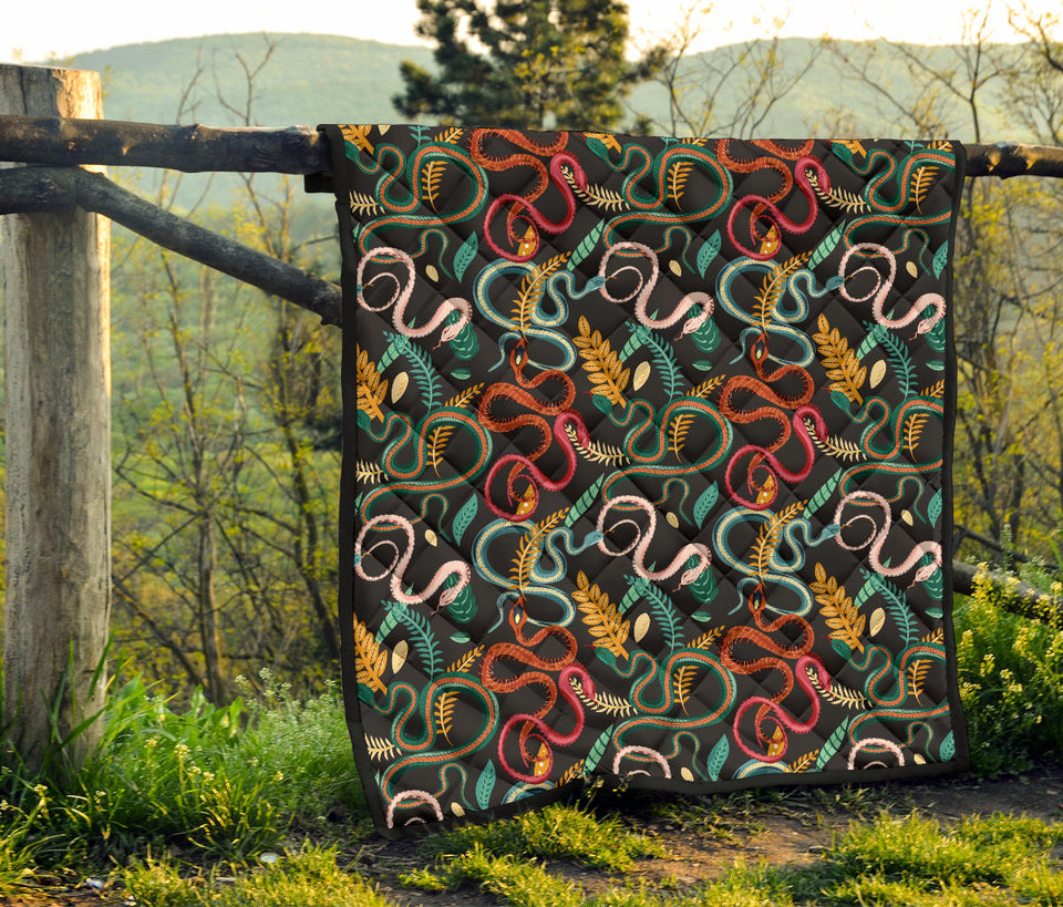 Colorful Snake Plant Pattern Premium Quilt