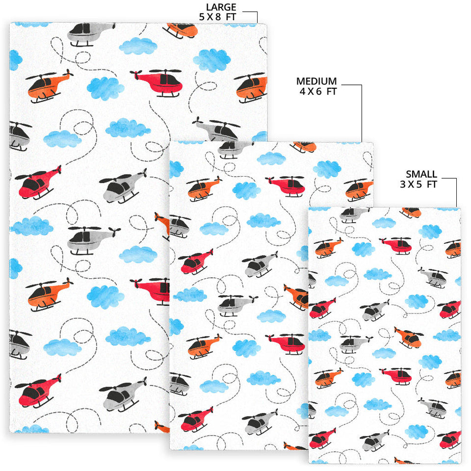 Watercolor Helicopter Cloud Pattern Area Rug