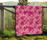 Beautiful Dragonfly Pink Background Premium Quilt
