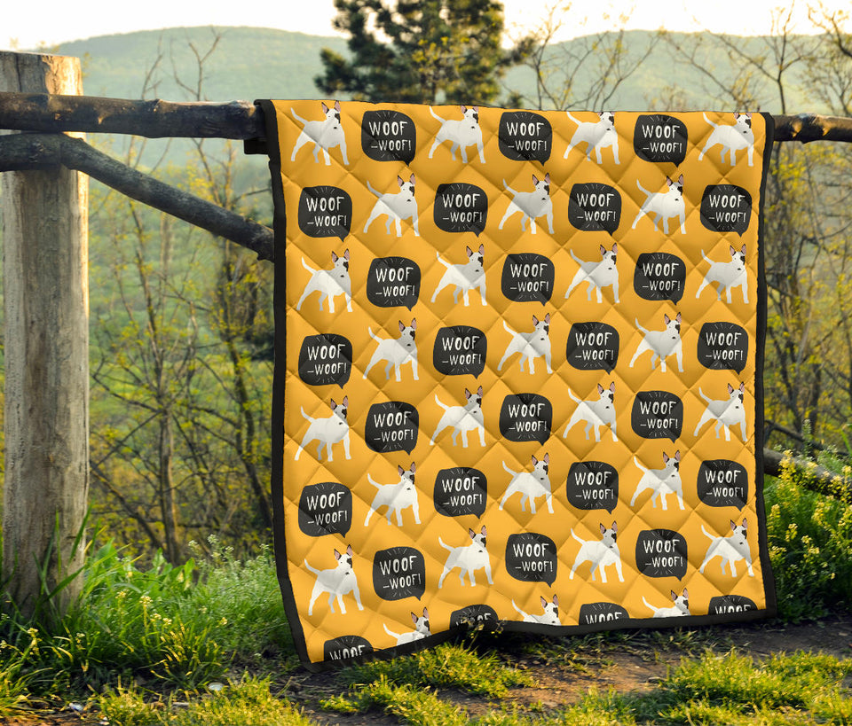 Bull Terrier Pattern Print Design 03 Premium Quilt