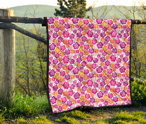 Hibiscus Pattern Print Design 01 Premium Quilt