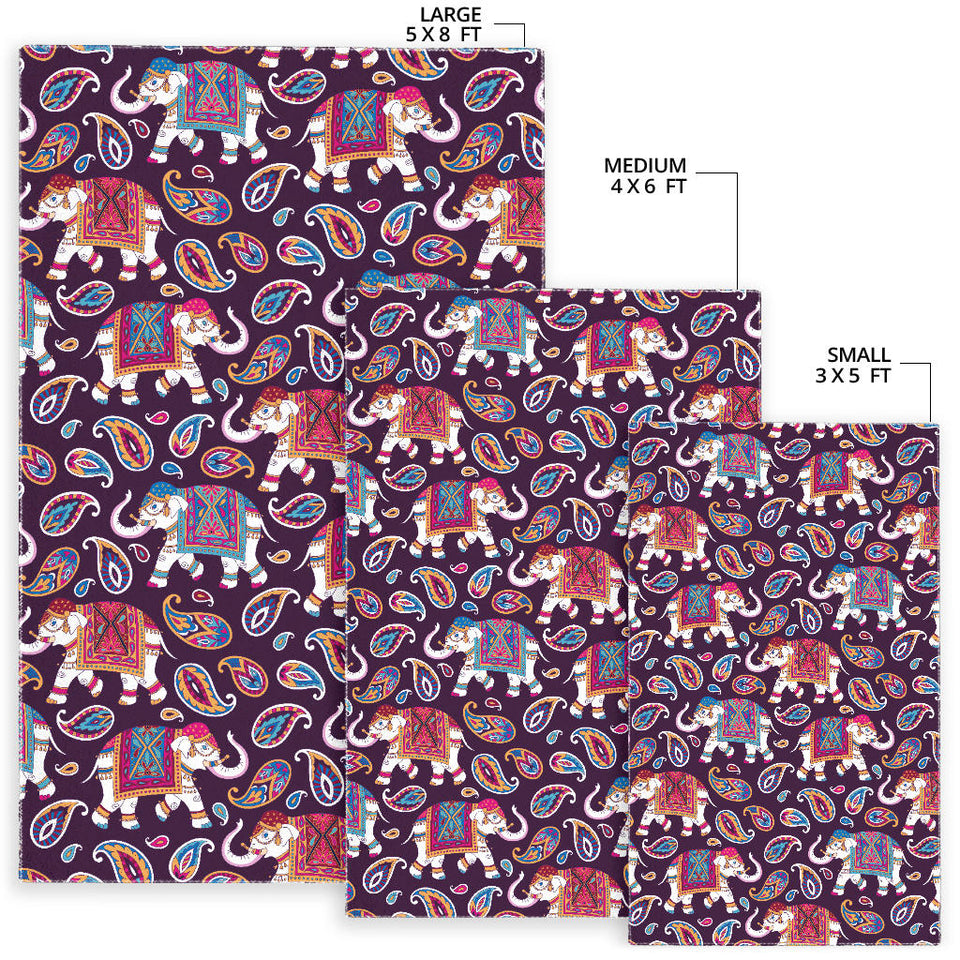 Elephant Indian Style Ornament Pattern Area Rug