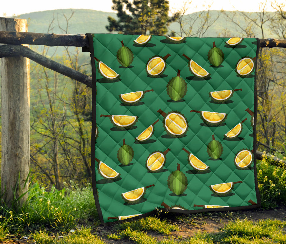 Durian Pattern Green Background Premium Quilt