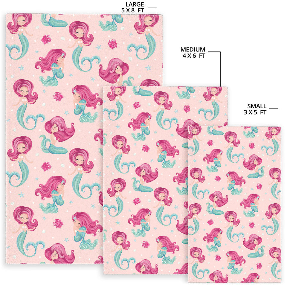 Cute Little Mermaid Pattern Area Rug