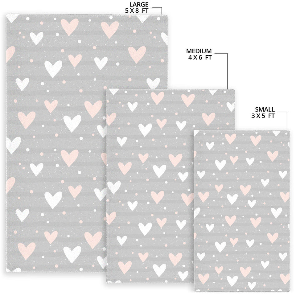 Heart Pattern Gray Background Area Rug