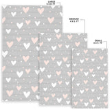 Heart Pattern Gray Background Area Rug