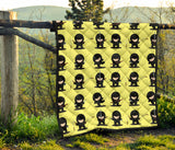 Cute Ninja Yellow Background Premium Quilt