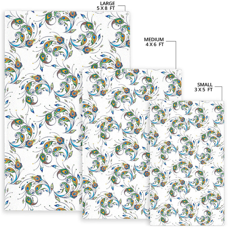 Peacock Feather Pattern Area Rug