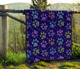 Dog Paws Pattern Print Design 02 Premium Quilt