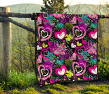 Heart Dot Wave Star Creative Design Pattern Premium Quilt