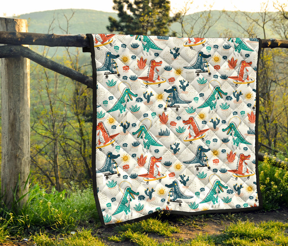 Cute Crocodile Pattern Premium Quilt